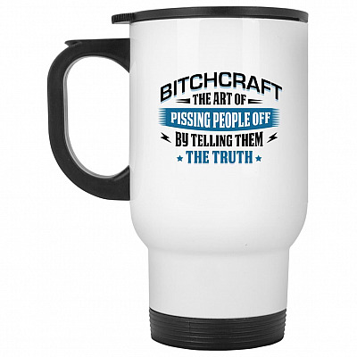 14 oz. White Travel Mug