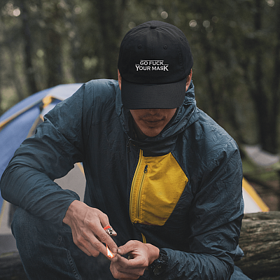 Alternative view of Go Fuck Your Mask Twill Cap - Funny Mask Snapback Hat - Anti Mask Trucker Hat