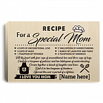 Personalized Recipe For A Special Mom Gallery Wrapped Framed Canvas Prints-Unframed Poster-Decor Wall Art, White, 0.75'' Framed Canvas