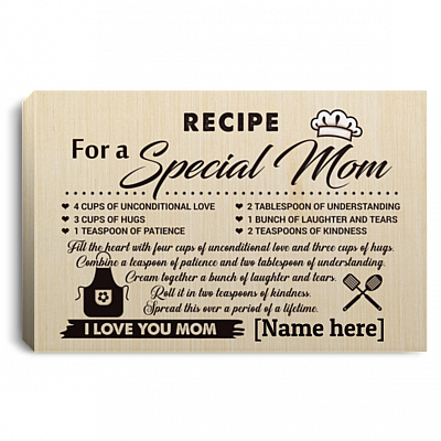 Personalized Recipe For A Special Mom Gallery Wrapped Framed Canvas Prints-Unframed Poster-Decor Wall Art, White, 0.75'' Framed Canvas
