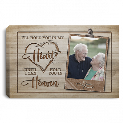 Personalized Photo I'll Hold You In My Heart Framed Canvas Prints-Unframed Poster-Decor Wall Art, White, 0.75'' Framed Canvas
