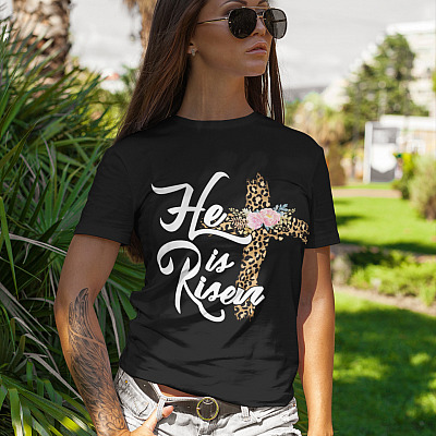 Alternative view of He Is Risen T-Shirt - Easter Shirts For Women Religious Shirt