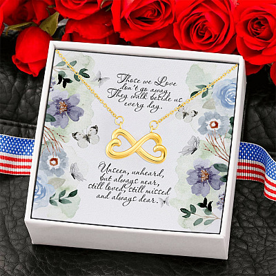 Alternative view of Those We Love Don't Go Away They Walk Beside Us Every Day Infinity Heart Pendant Necklace