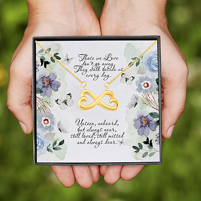 Those We Love Don't Go Away They Walk Beside Us Every Day Infinity Heart Pendant Necklace