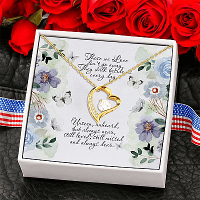 Alternative view of Those We Love Don't Go Away They Walk Beside Us Every Day Forever Love Pendant Necklace