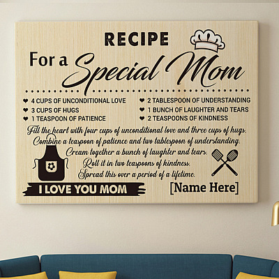 Alternative view of Personalized Recipe For A Special Mom Gallery Wrapped Framed Canvas Prints-Unframed Poster-Decor Wall Art