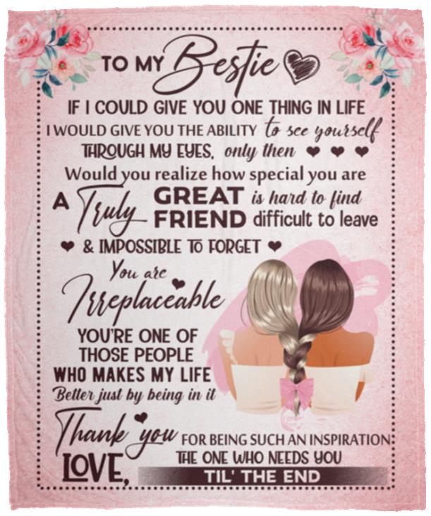 Bestie Blanket, White, Cozy Plush Fleece Blanket - 50x60