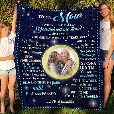 Alternative view of Personalized Photo From Daughter To My Mom When I Had Fallen You Helped Me Stand Fleece Blanket - Sherpa Blanket