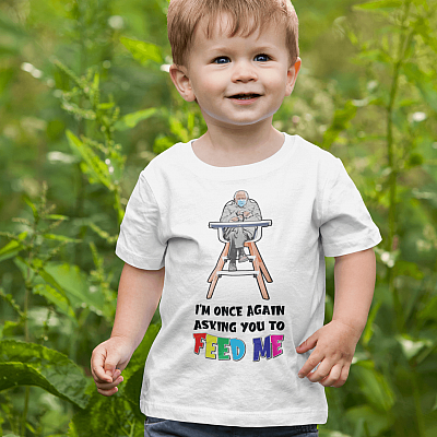 Alternative view of Funny Bernie Sanders I'm Once Again Asking You to Feed Me Youth Tee - Bernie Sanders Baby Clothes