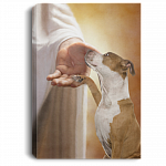 Staffordshire Terrier Take My Hand Jesus Framed Canvas Prints - Unframed Poster - Staffordshire Memorial Wall Art, White, 0.75'' Framed Canvas