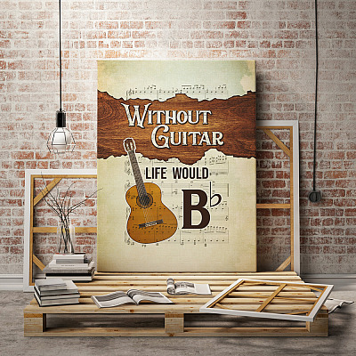 Alternative view of Without Guitar Life Would Be Flat Framed Canvas - Unframed Poster - Guitar Home Decor