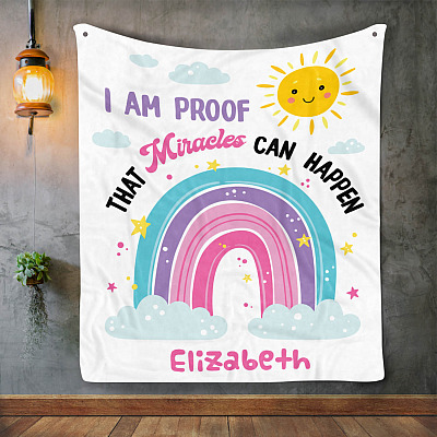 Alternative view of Personalized I Am Proof that Miracles Can Happen Girl Fleece Blanket – Sherpa Blanket - Cute Blanket for Kids