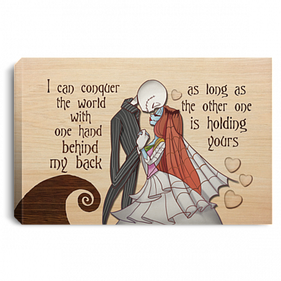 I Can Conquer The World With One Hand Behind My Back Jack With Sally Framed Canvas Prints - Unframed Poster, White, 0.75'' Framed Canvas