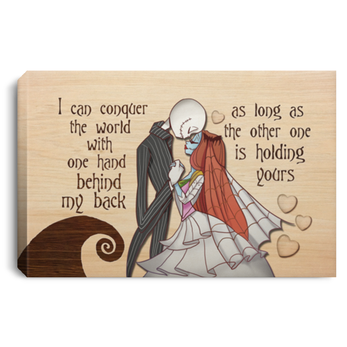 I Can Conquer The World With One Hand Behind My Back Jack With Sally Framed Canvas Prints - Unframed Poster, White, 0.75'' Framed Canvas