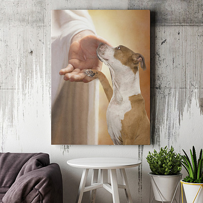 Alternative view of Staffordshire Terrier Take My Hand Jesus Framed Canvas Prints - Unframed Poster - Staffordshire Memorial Wall Art