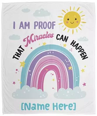 Personalized I Am Proof, White, Cozy Plush Fleece Blanket - 50x60