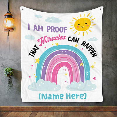 Alternative view of Personalized I Am Proof that Miracles Can Happen Boy Fleece Blanket – Sherpa Blanket - Cute Blanket for Kids