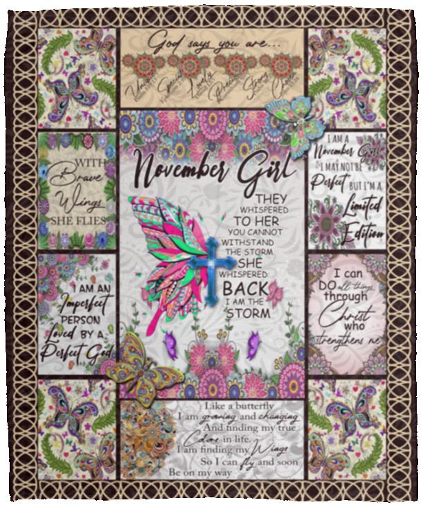 November Girl Fleece Mink Blanket, White, Cozy Plush Fleece Blanket - 50x60