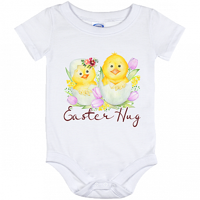 Easter Hug Chicks Baby Onesie - Baby Infant Bodysuit, White, Baby Onesie - 12 Month
