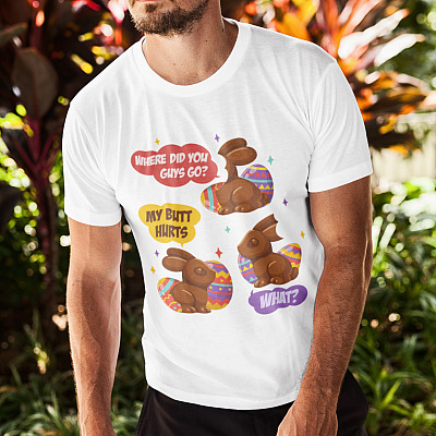 Alternative view of My Butt Hurts What Chocolate Bunny Easter Day T-Shirt - Bitten Chocolate Bunny Easter Gifts Shirt - Youth Tee