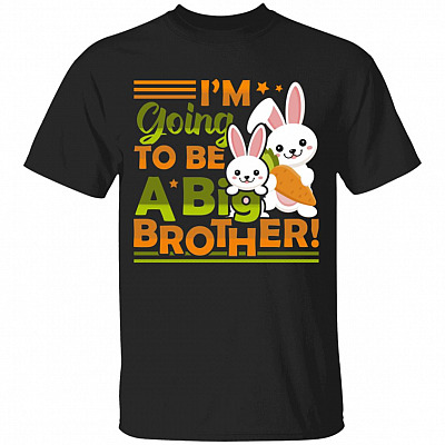 I'm Going To Be A Big Brother Easter Bunny Youth Tee, Black, Youth T-Shirt