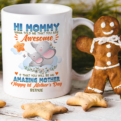 Alternative view of Personalized New Mom Mother's Day Gift Ceramic Coffee Mug - Happy First Mother's Day 2021 Travel Bottle