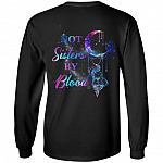 To My Badass Bestie Not Sister By Blood Being My Unbiological Soul Sister Printed On Back Hoodie Sweatshirt, Black, Long Sleeve