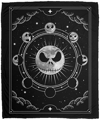 Moon Phases Jack Fleece Blanket - Mink Sherpa Blanket - Woven Blanket, White, Cozy Plush Fleece Blanket - 50x60