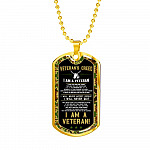 Veteran's Creed I'm A Veteran Camo Dog Tag Pendant Necklace - Veteran Necklace Gift - Dog Tag (Gold Plated)