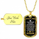 Veteran's Creed I'm A Veteran Camo Dog Tag Pendant Necklace - Veteran Necklace Gift - Dog Tag (Gold Plated)