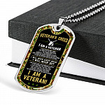 Veteran's Creed I'm A Veteran Camo Dog Tag Pendant Necklace - Veteran Necklace Gift - Dog Tag (Silver)