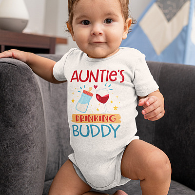 Alternative view of Auntie's Drinking Buddy Auntie Baby Onesie - Baby Infant Bodysuit - Aunt Onesie Gift