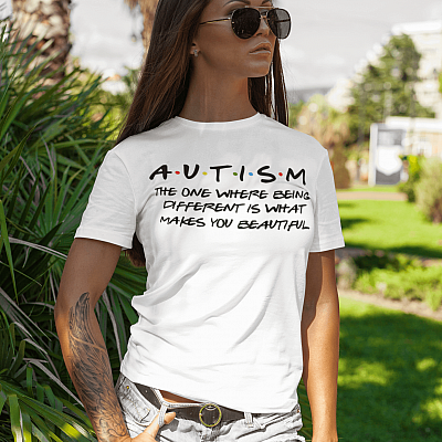 Alternative view of Friends Autism The One Where Being Different Is What Makes You Beautiful T-shirt - Autism Awareness V-neck