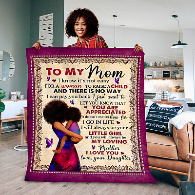 Alternative view of Black Daughter To My Mom I Know It's Not Easy For A Woman Fleece Blanket - Mink Blanket - Woven Blanket