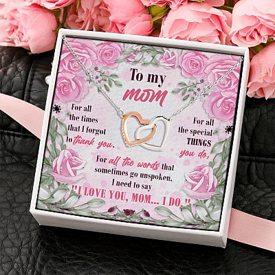 Mothers Day Jewelry Mom for All the Times I Forgot to Thank You Interlocking Heart Pendant Necklace