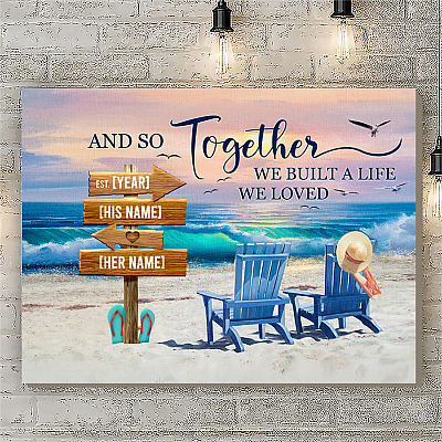 Alternative view of Personalized and So Together We Built a Life We Love Beach Gallery Wrapped Framed Canvas Prints - Unframed Poster