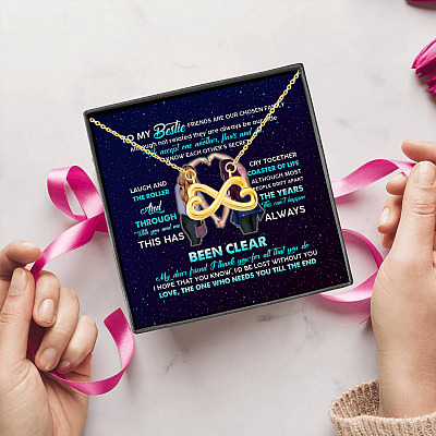 Alternative view of To My Bestie Friends Are Our Chosen Family The One Who Needs You Till The End Infinity Heart Pendant Necklace