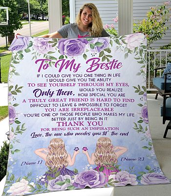 Alternative view of Personalized Gift for Bff - to My Bestie Thanks for Being My Inspiration Fleece Blanket - Mink Sherpa Blanket