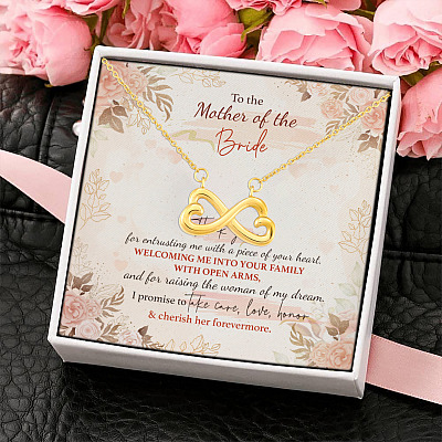 Mother Of The Bride Thank You For Entrusting Me With Your Heart Infinity Heart Pendant Necklace