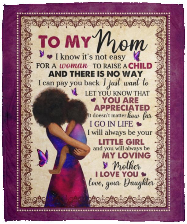 Black Daughter To My, White, Cozy Plush Fleece Blanket - 50x60