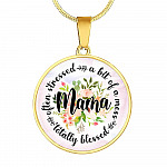 Often Stress A Bit Of Mess But Totally Blessed Mama Circle Pendant Necklace - Circle Luxury Necklace (Gold Plated)