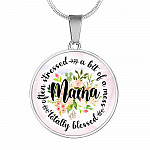 Often Stress A Bit Of Mess But Totally Blessed Mama Circle Pendant Necklace - Circle Luxury Necklace (Silver)