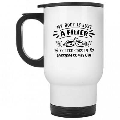 14 oz. White Travel Mug
