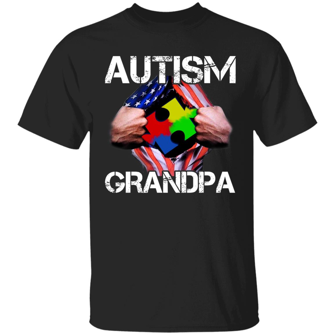 Autism Grandpa T-Shirt, Black, Unisex T-Shirt