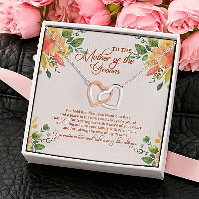 Mother Of The Groom You Held Him First You Love Him First Interlocking Hearts Pendant Necklace