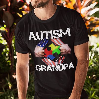 Alternative view of Autism Grandpa T-Shirt