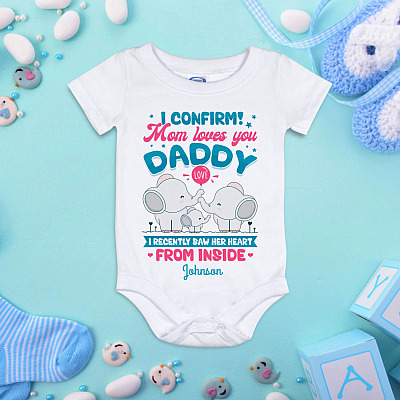 Alternative view of Personalized Dad I Confirm Moms Love You Baby Onesie - Baby Infant Bodysuit - Funny First Father's Day Gift
