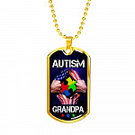 Autism Grandpa Dog Tag Pendant Necklace - Dog Tag (Gold Plated)