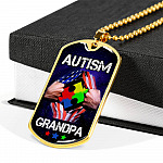 Autism Grandpa Dog Tag Pendant Necklace - Dog Tag (Gold Plated)
