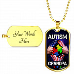 Autism Grandpa Dog Tag Pendant Necklace - Dog Tag (Gold Plated)